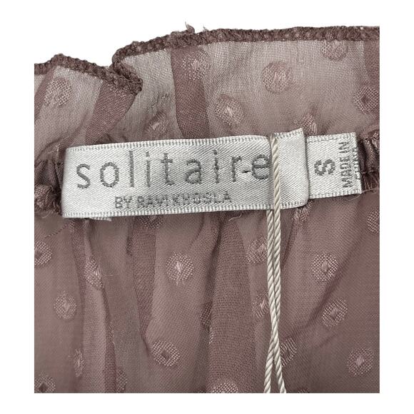 Solitaire top swiss dot long sleeve tie front sheer size Small S - Picture 3 of 4